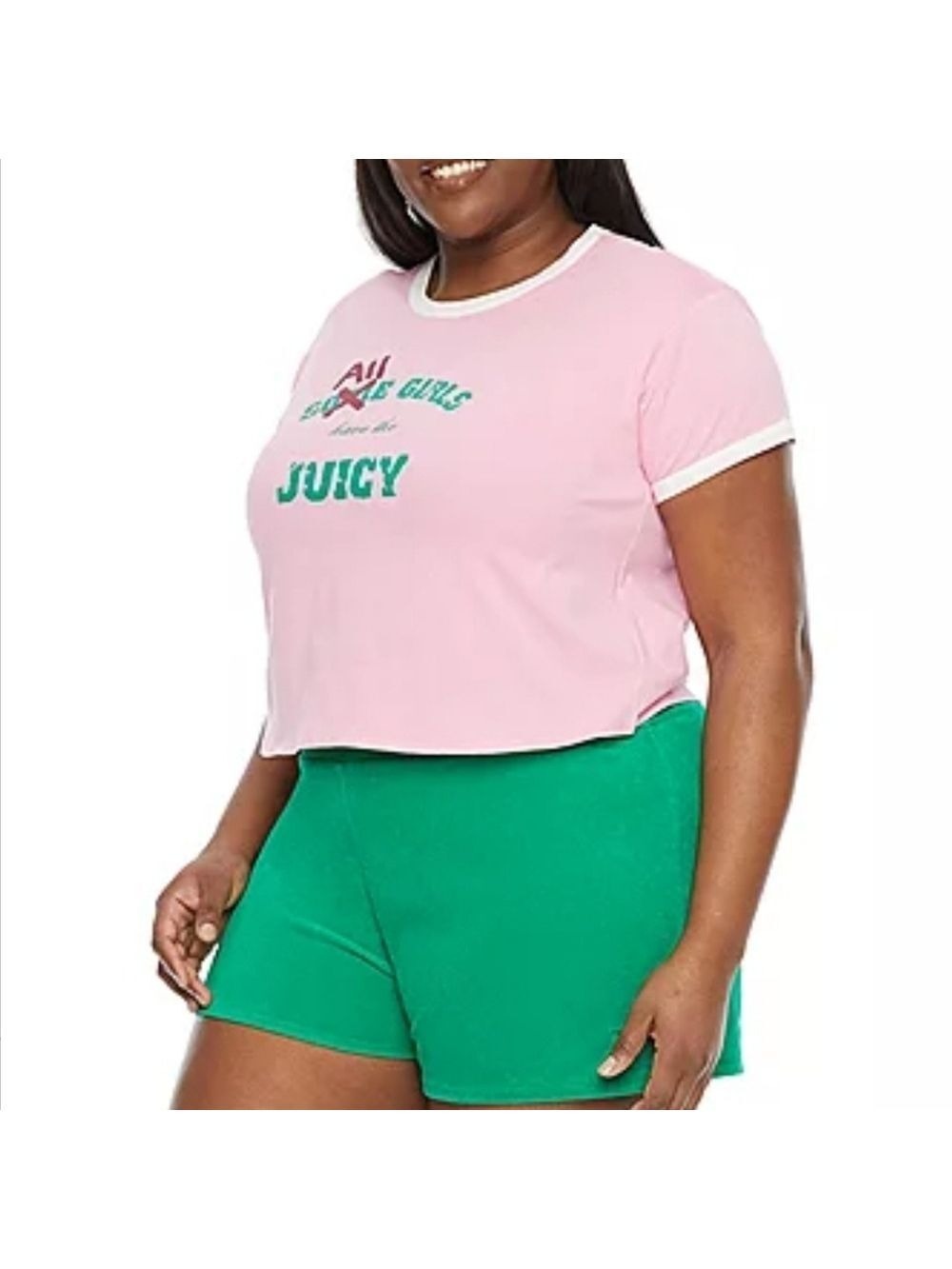 JUICY COUTURE WOMEN'S PLUS RINGER CREW NECK SHORT SLEEVE T-SHIRT 2X 3X